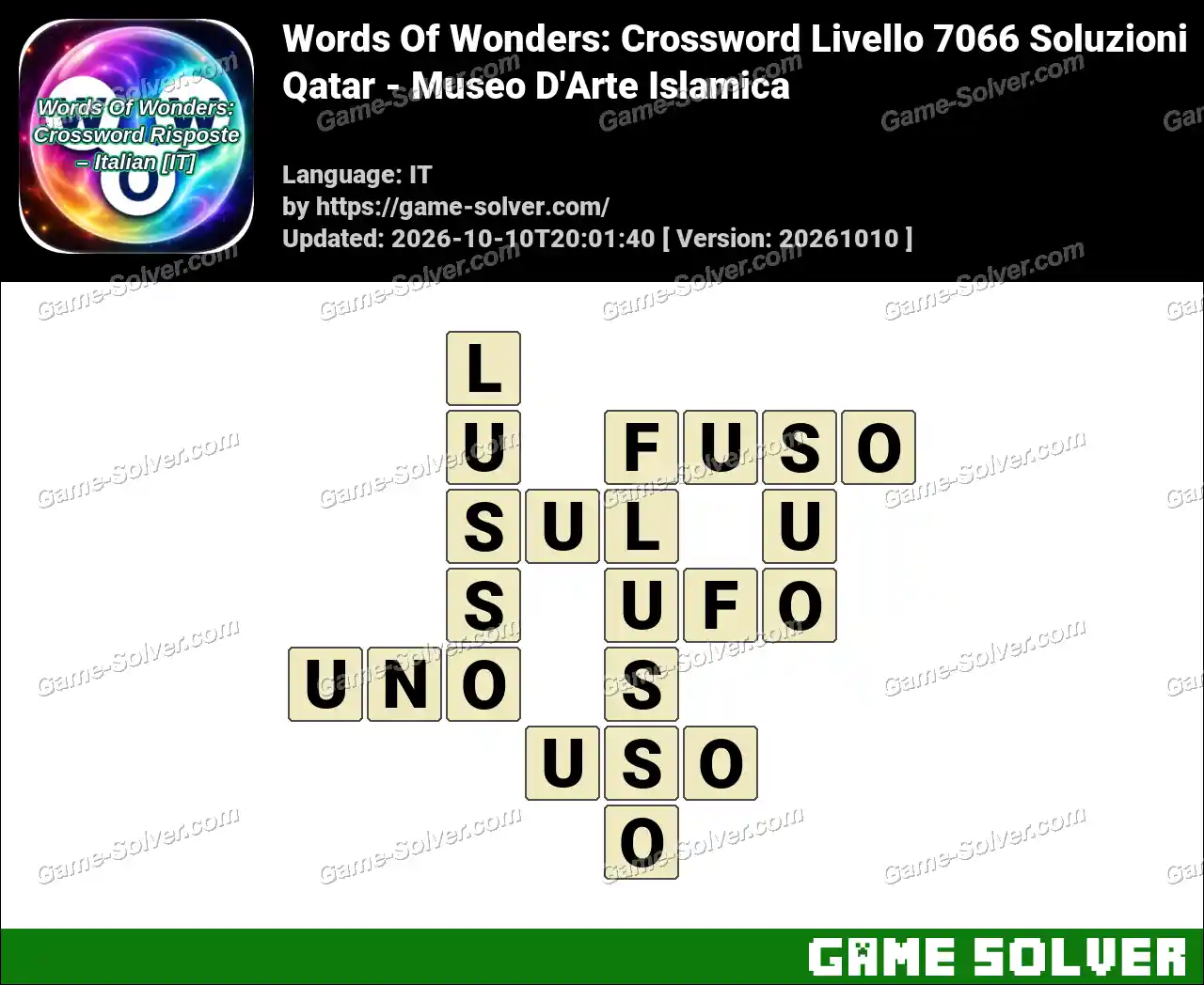 Words Of Wonders: Crossword Livello 7066 Soluzioni – Qatar – Museo D’Arte Islamica